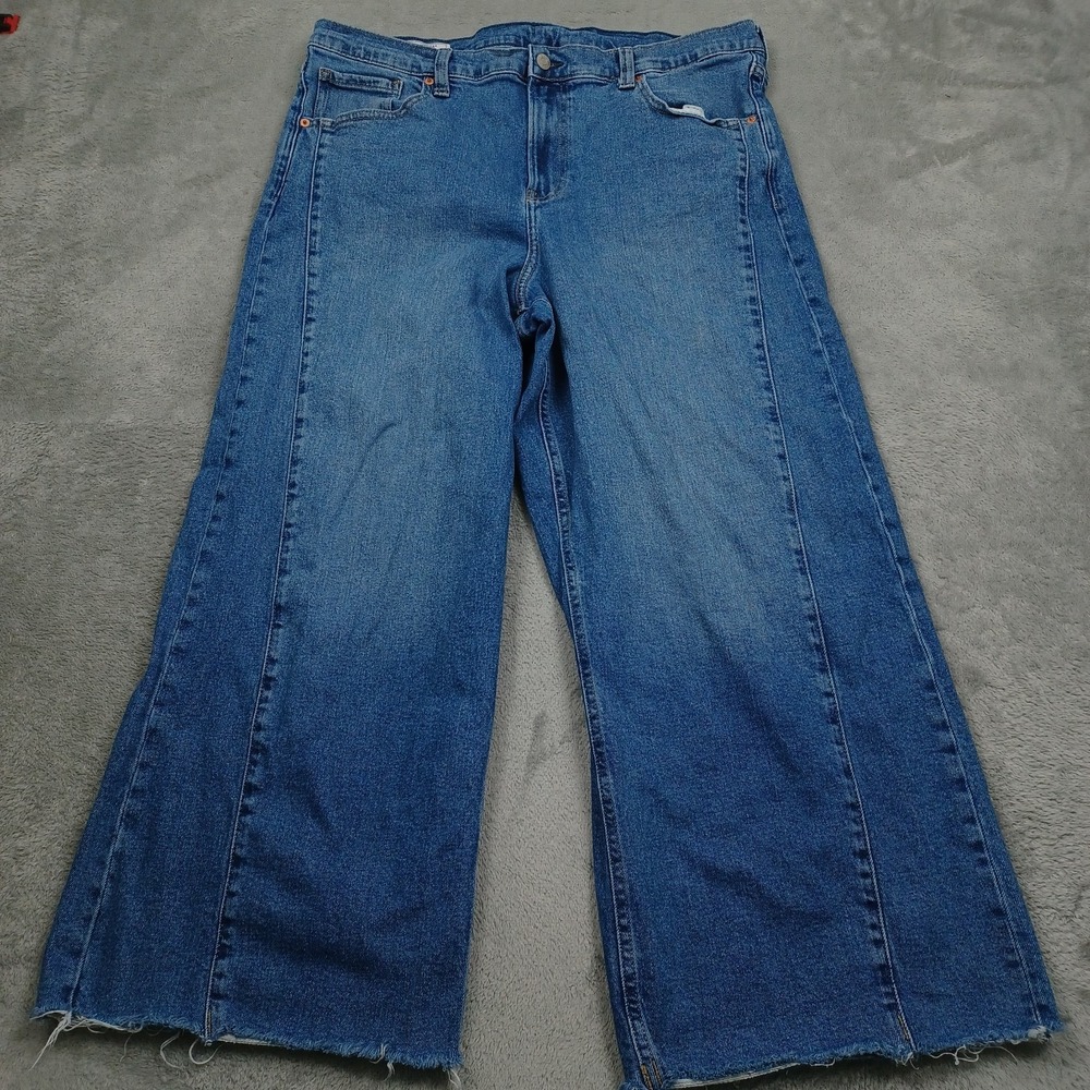 Gap Jeans Womens 18 Blue Denim High Rise Stride Ankle Wide Leg Distressed